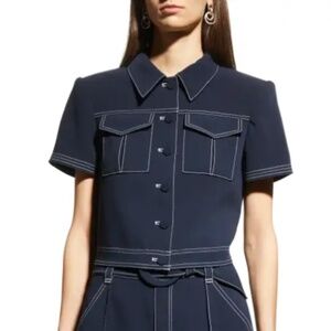 Cinq a Sept Coco Jacket Cropped Navy Small